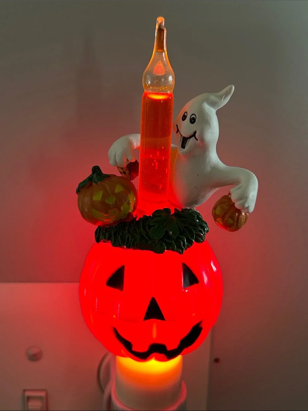 Halloween Pumpkin & Black Cat and Ghost/Pumpkin Night Light Plug-In set of 2